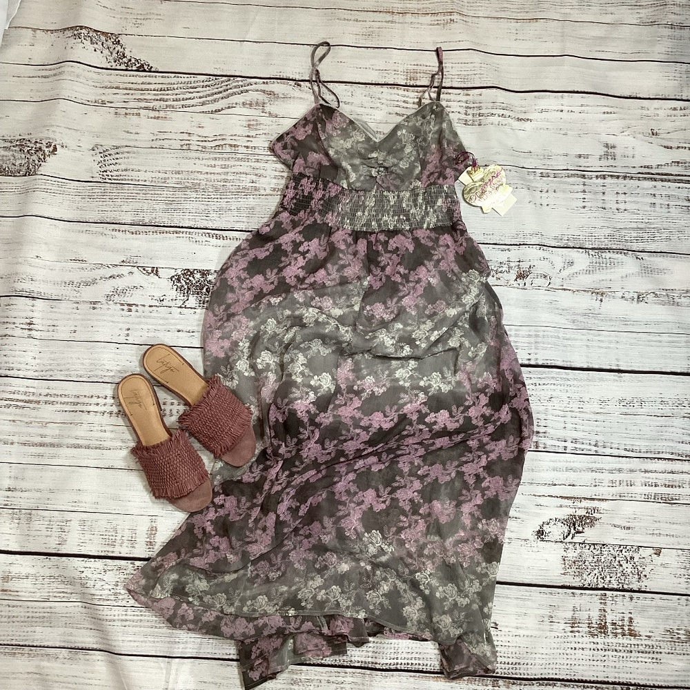 2116. Princess Vera Wang Purple & Gray Flowing Maxi Dress NWT Size Large - Picture 3 of 6